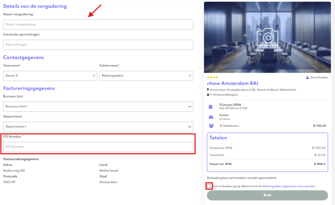 Details van de boeking