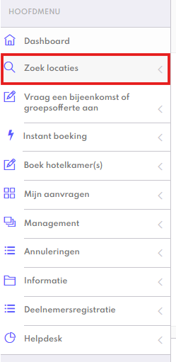 Hoofdmenu instant book