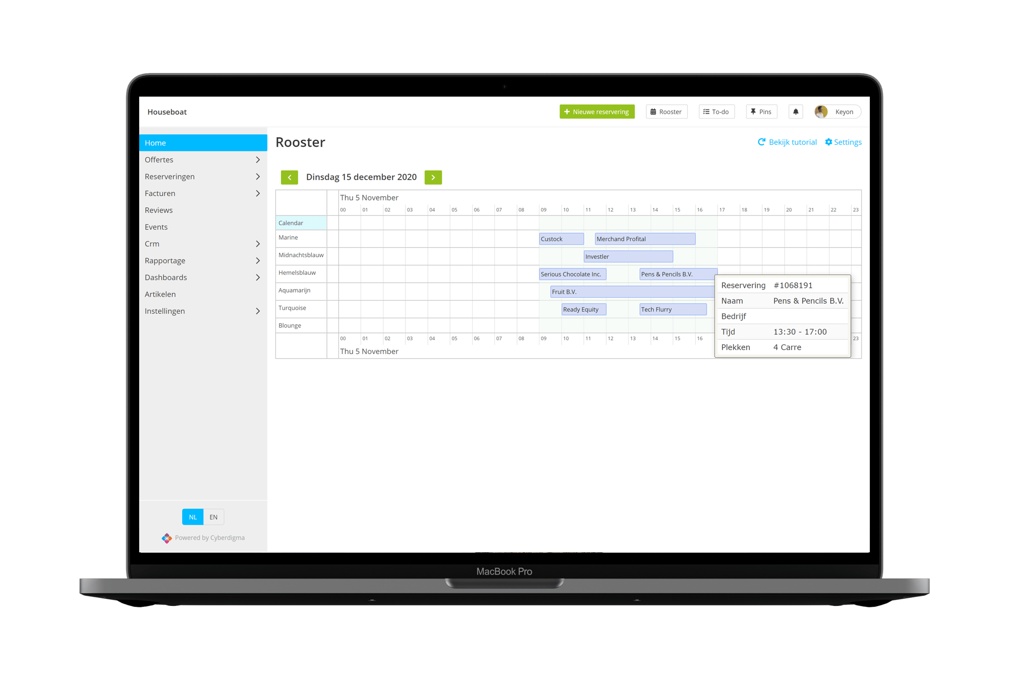 Mockup of the PMS