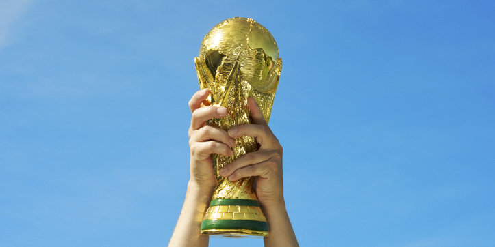 World cup cup held up in the sky